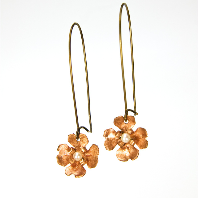 Copper Dogwood Long Earrings